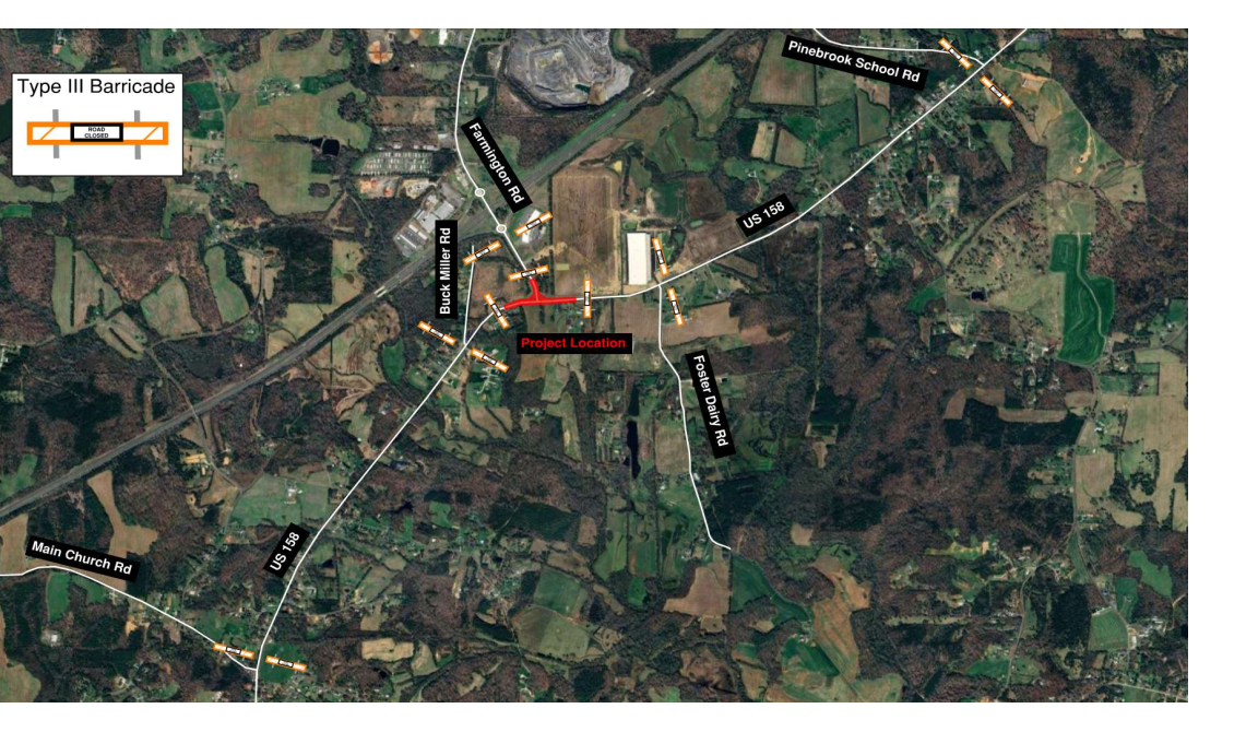 Map of Farmington Road construction location