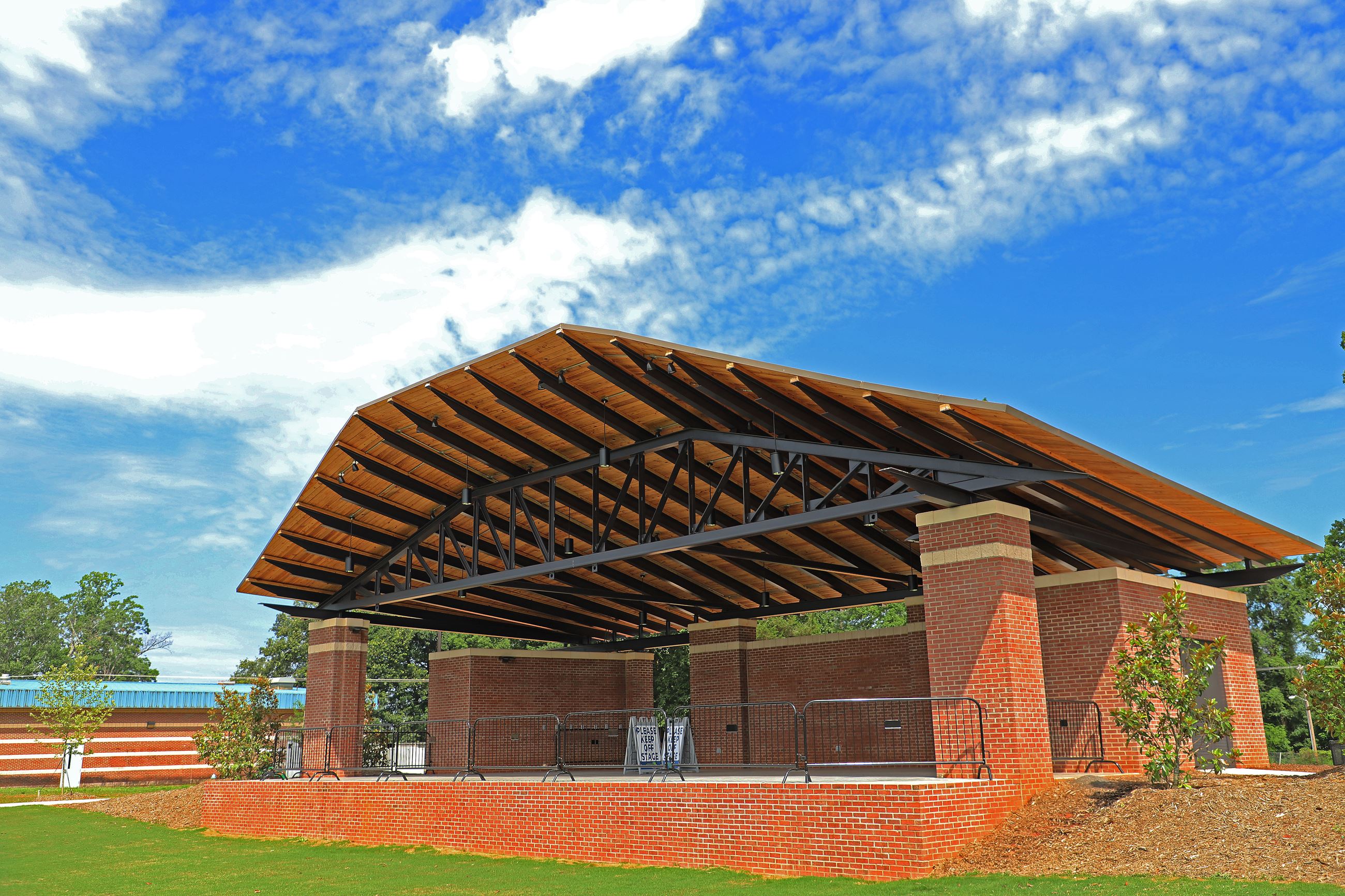 View of the front of the Amphitheater from the lawn